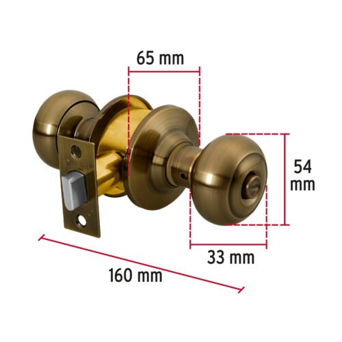 43453 - Cerradura tipo oval para baño, latón antiguo, HERMEX