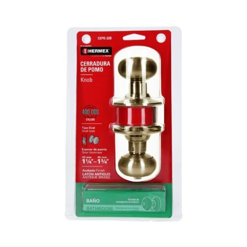 43453 - Cerradura tipo oval para baño, latón antiguo, HERMEX