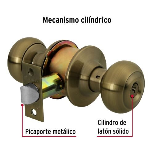 43454 - Cerradura tipo oval para entrada, latón antiguo, HERMEX