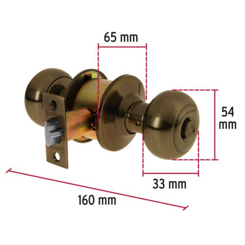 43455 - Cerradura tipo oval para recámara, latón antiguo, HERMEX