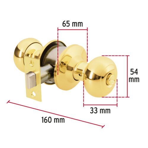 434563 43456 - Cerradura tipo oval para baño, latón brillante, HERMEX