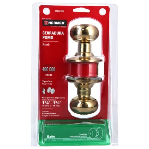 434564 43456 - Cerradura tipo oval para baño, latón brillante, HERMEX