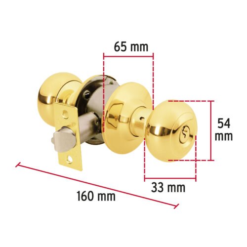 43457 - Cerradura tipo oval para entrada, latón brillante, HERMEX