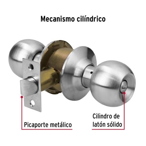 43462 - Cerradura tipo esfera para baño, cromo mate, HERMEX