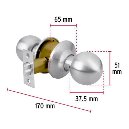 43463 - Cerradura tipo esfera para entrada, cromo mate, HERMEX