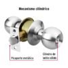 43464 - Cerradura tipo esfera para recámara, cromo mate, HERMEX
