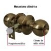 43469 - Cerradura tipo esfera para entrada, latón antiguo, HERMEX