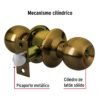 43470 - Cerradura tipo esfera para recámara, latón antiguo, HERMEX