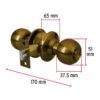 43470 - Cerradura tipo esfera para recámara, latón antiguo, HERMEX