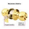 43471 - Cerradura tipo esfera para baño, latón brillante, HERMEX