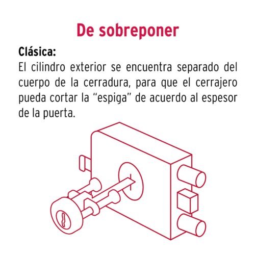 43483 - Cerradura sobreponer izq 2 barras clásica, llave tradicional