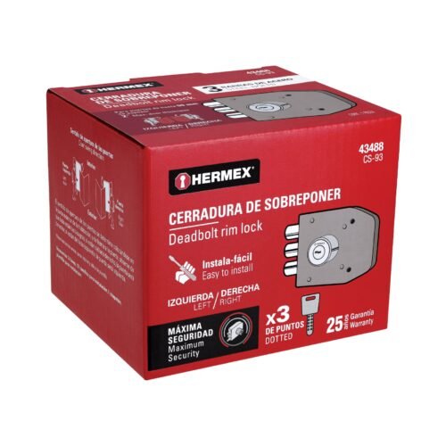 43488 - Cerradura sobreponer 3 barras instalafácil, llave puntos