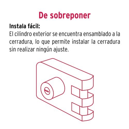 43489 - Cerradura sobreponer, puerta corrediza, instala-fácil, izq.