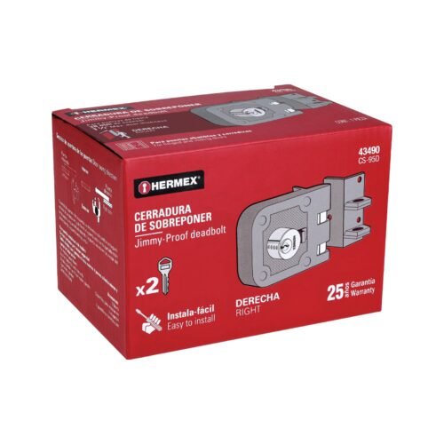 43490 - Cerradura sobreponer, puerta corrediza, instala-fácil, der.