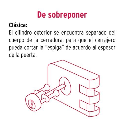 43495 - Cerradura sobreponer, puerta corrediza, clásica, izquierda