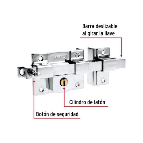 43506 - Cerradura de barra fija, derecha, blíster, HERMEX
