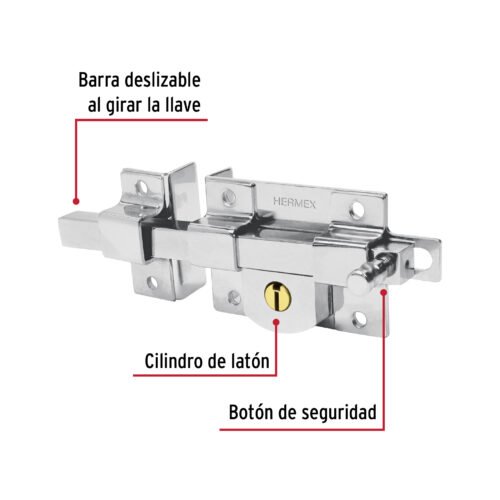 435074 43507 - Cerradura de barra fija, izquierda, HERMEX