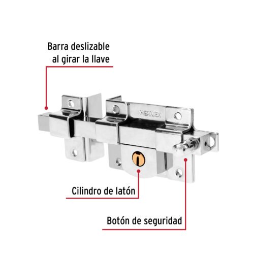 43508 - Cerradura de barra fija, izquierda, blíster, HERMEX