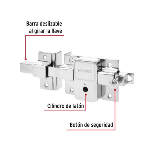 43511 - Cerradura de barra fija, llave tetra, izquierda, blíster