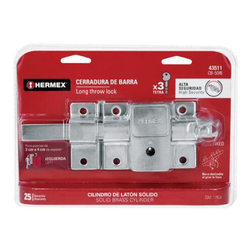 43511 - Cerradura de barra fija, llave tetra, izquierda, blíster