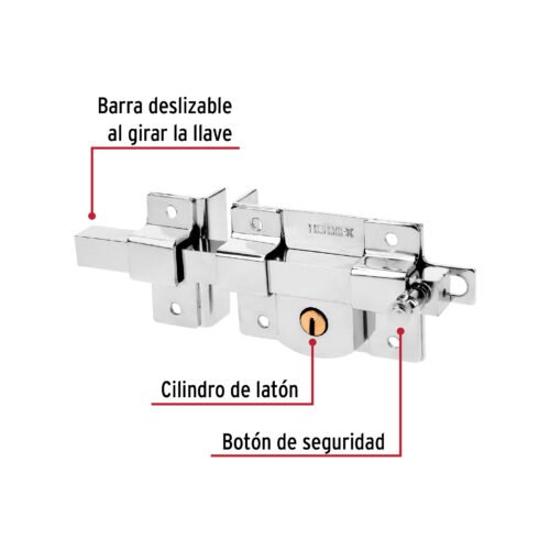 435191 43519 - Cerradura de barra libre, izquierda, blíster, HERMEX