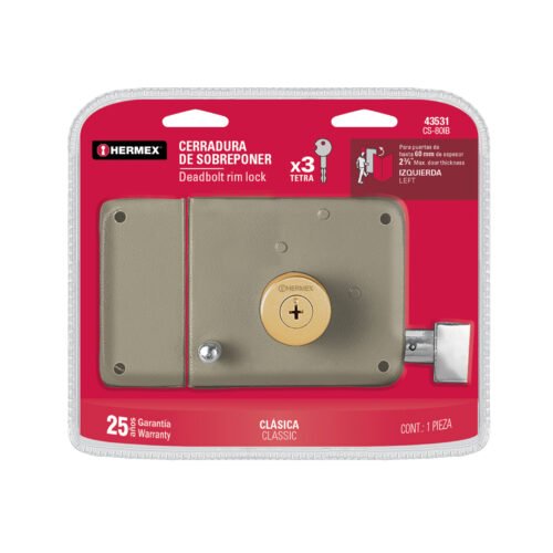 43529 - Cerradura sobreponer derecha clásica, llave tetra, blíster