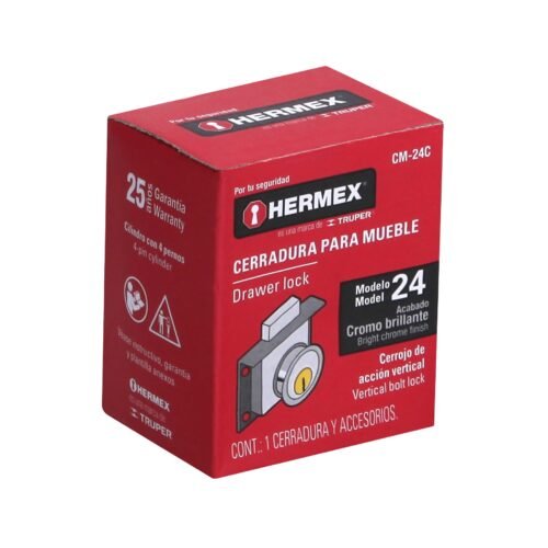 435575 43557 - Cerradura para mueble, modelo 24, cromo, HERMEX