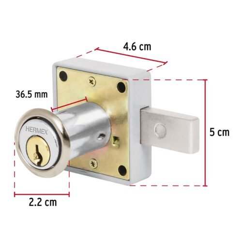 435591 43559 - Cerradura para mueble, modelo 25, cromo, HERMEX