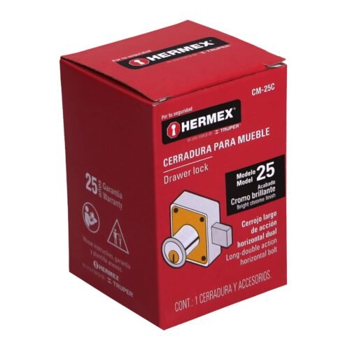 435595 43559 - Cerradura para mueble, modelo 25, cromo, HERMEX