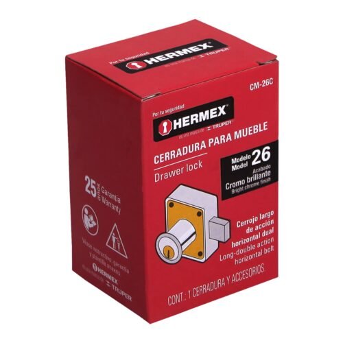 435605 43560 - Cerradura para mueble, modelo 26, cromo, HERMEX