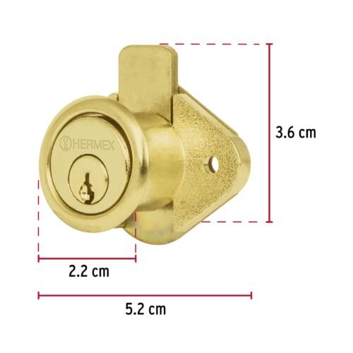 435662 43566 - Cerradura para mueble, modelo 21, latón, HERMEX