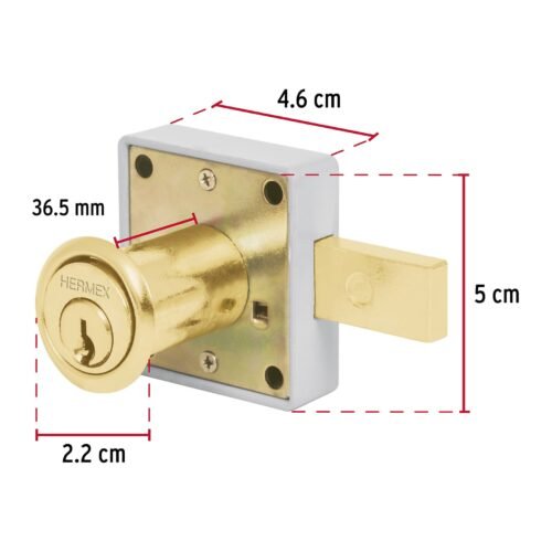 435672 43567 - Cerradura para mueble, modelo 25, latón, HERMEX