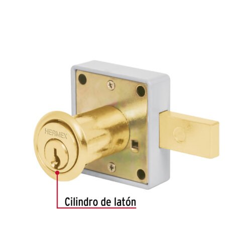 435674 43567 - Cerradura para mueble, modelo 25, latón, HERMEX