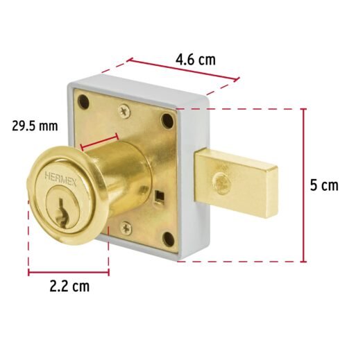 435682 43568 - Cerradura para mueble, modelo 26, latón, HERMEX