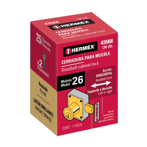 435685 43568 - Cerradura para mueble, modelo 26, latón, HERMEX