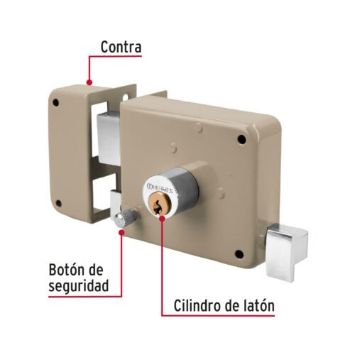 43573 - Cerradura sobreponer izq clásica, llave tradicional, caja