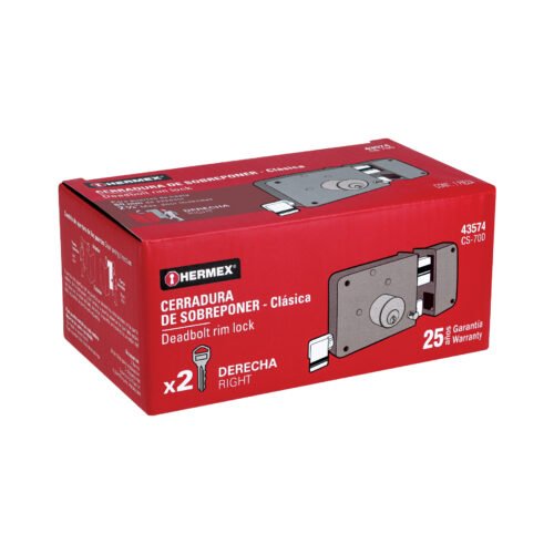 43574 - Cerradura sobreponer der clásica, llave tradicional, caja