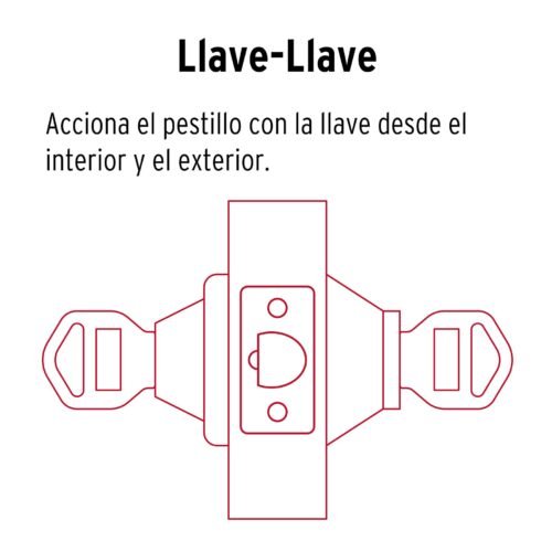 43602 - Cerrojo llave-llave cromo mate, llave de puntos, HERMEX