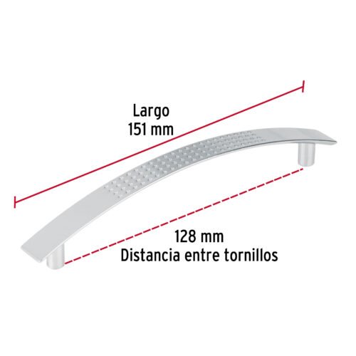 43609 - Jaladera de 128mm, línea Contempo, níquel, HERMEX