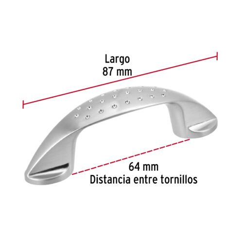 43619 - Jaladera de 64mm, línea Elipse, níquel, HERMEX