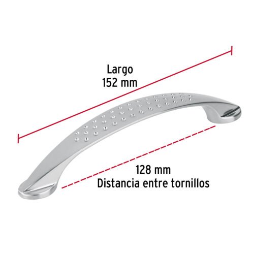 43621 - Jaladera de 128mm, línea Elipse, níquel, HERMEX