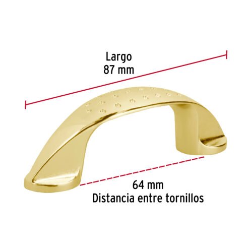 43622 - Jaladera de 64mm, línea Elipse, latón brillante, HERMEX