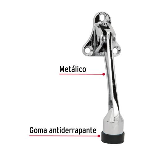 436421 43642 - Fijapuerta metálico, acabado cromo, HERMEX