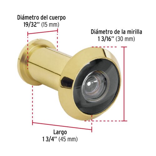 436722 43672 - Mirilla de seguridad acabado latón, HERMEX