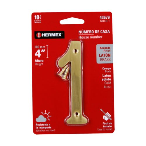 436793 43679 - Número 1 de latón sólido 4", HERMEX