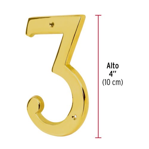 43681 - Número 3 de latón sólido 4", HERMEX