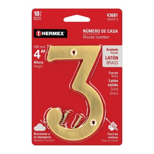 43681 - Número 3 de latón sólido 4", HERMEX
