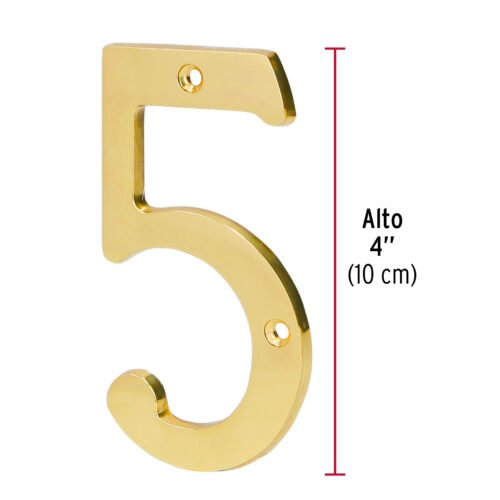 436835 43683 - Número 5 de latón sólido 4", HERMEX