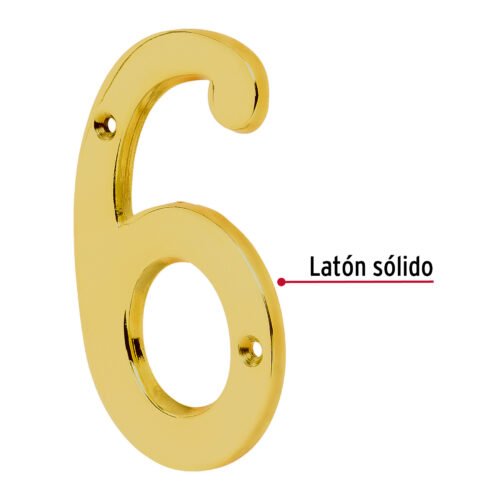 436841 43684 - Número 6 de latón sólido 4", HERMEX