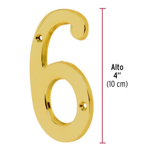 436842 43684 - Número 6 de latón sólido 4", HERMEX